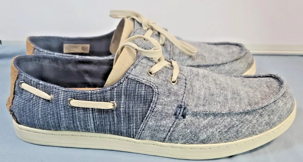TOMS Culver Mens Size 10.5 Boat Shoes Navy Slub Chambray Mix Casual Loafers